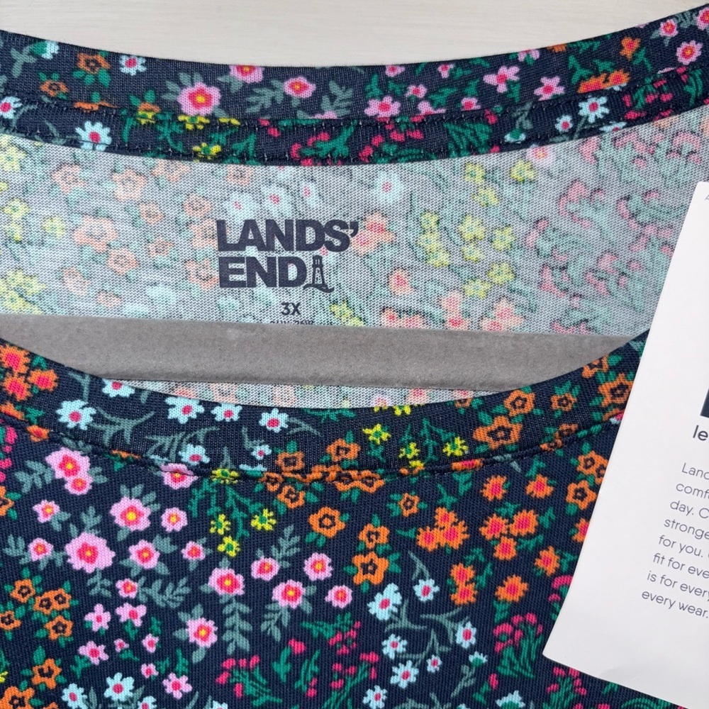 Lands’ End Women’s Plus 3X Floral Print Cotton T-Shirt NWT - Picture 5 of 7